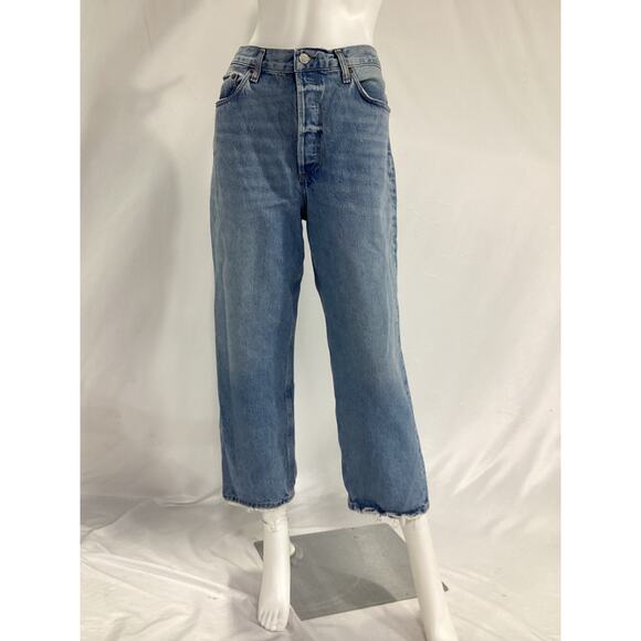 Agolde '90s' Blue Crop Denim Jeans Size 31 - Picture 2 of 5